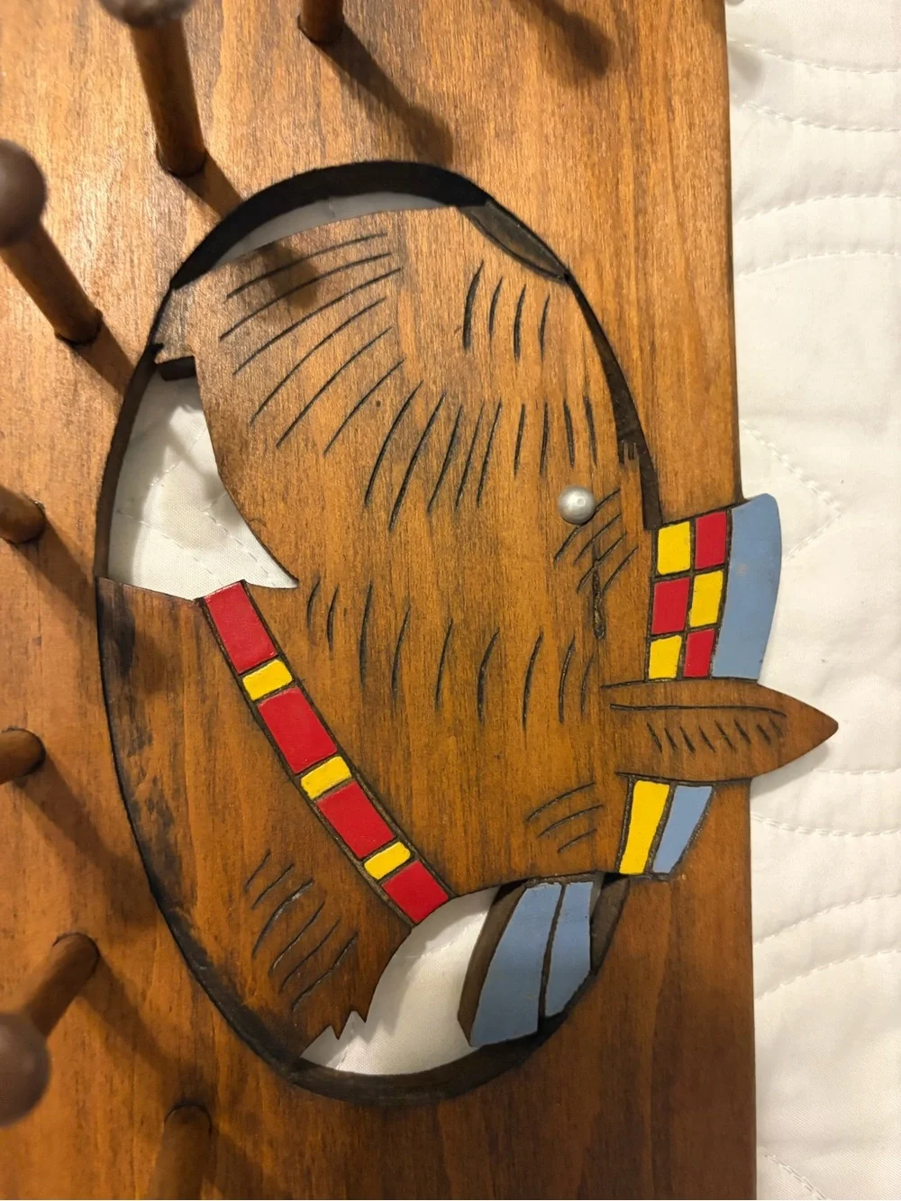 Vintage Wooden Scottish Dog Wall Hook - Belt/Tie Organizer-